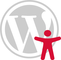 WordPress icon combined with a red accessibility icon.